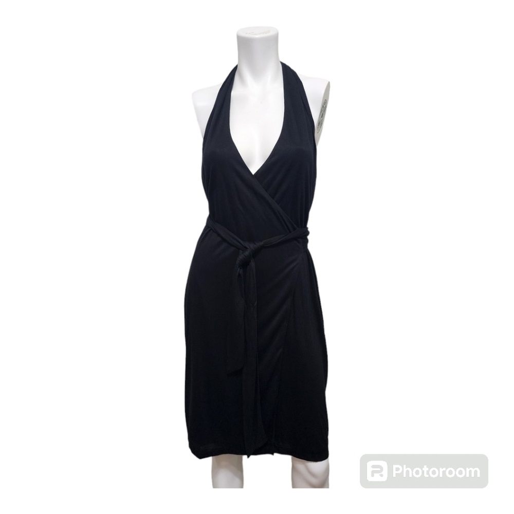 Club Monaco Halter Black Wrap Dress M